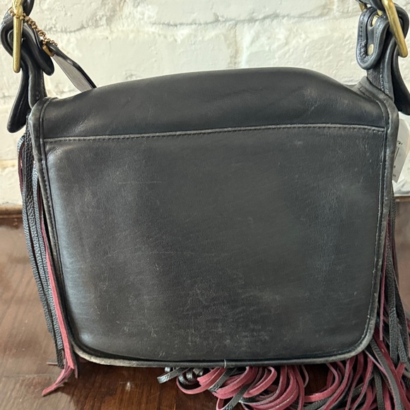 Coach Barneys Stewardess Bag Fringe Black with Black Burgundy Fringe - Picture 4 of 13